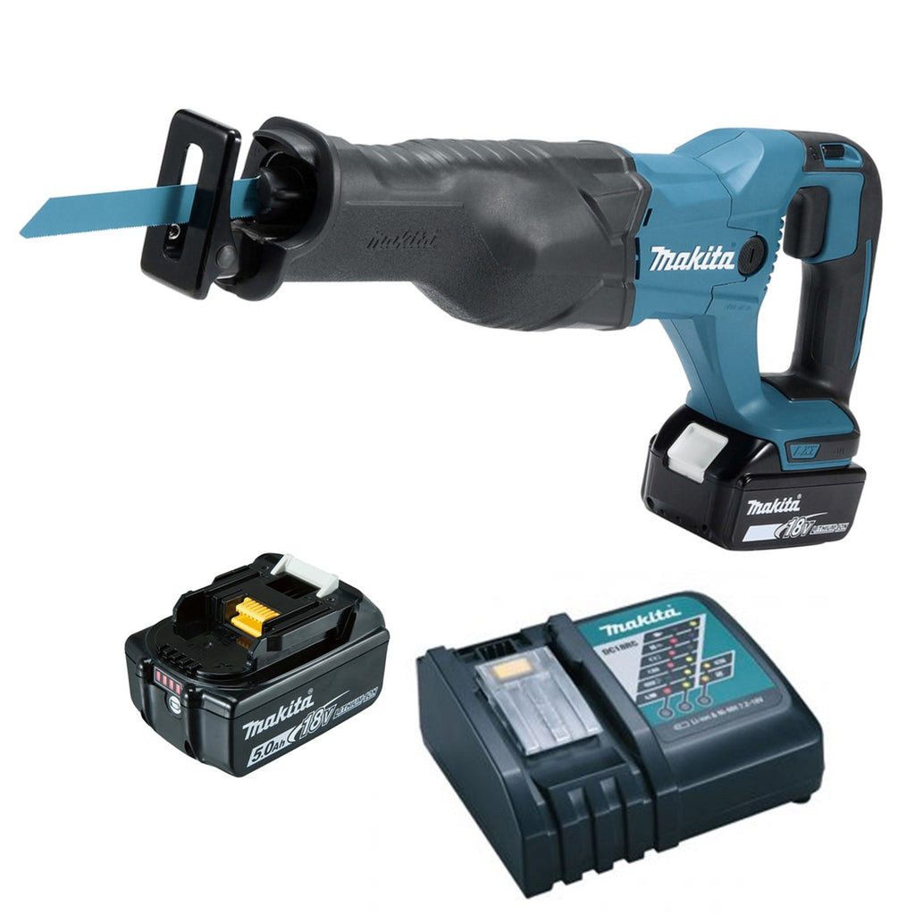 Makita DJR186RTE 18v Li ion Recip Saw c w 2 x 5Ah Batteries Fast Char