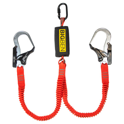 BIGBEN® BIGGUY Twin Elasticated Fall Arrest Lanyard with Wide Opening Steel Scaffold Hooks