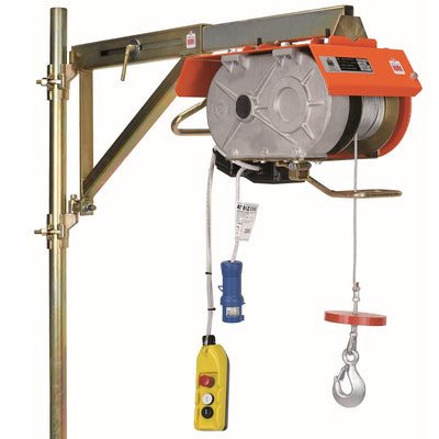 110v Electric Hoist 200kg Capacity, 35m Cable with Support Arm and Bracket