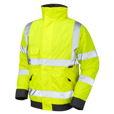 Hi-Vis Bomber Jacket in Yellow-HV-3285-M-Leachs