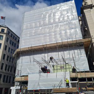 Scaffolding sheeting installed