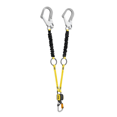 Petzl L015BB ABSORBICA®-Y TIE-BACK MGO Fall Arrest Twin Lanyard, Black/Yellow - 1.8m