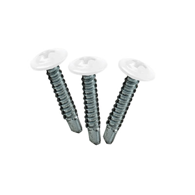 Self Drilling Cross Head Screws 4.2 x 25mm, White Coloured Head - Pk 100