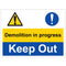 'Demolition in Progress - Keep Out' Safety Sign (400 x 300mm)