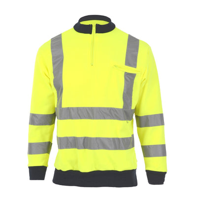 Hi Vis Sweatshirt with 1/4 Zip - Yellow - Size XXL