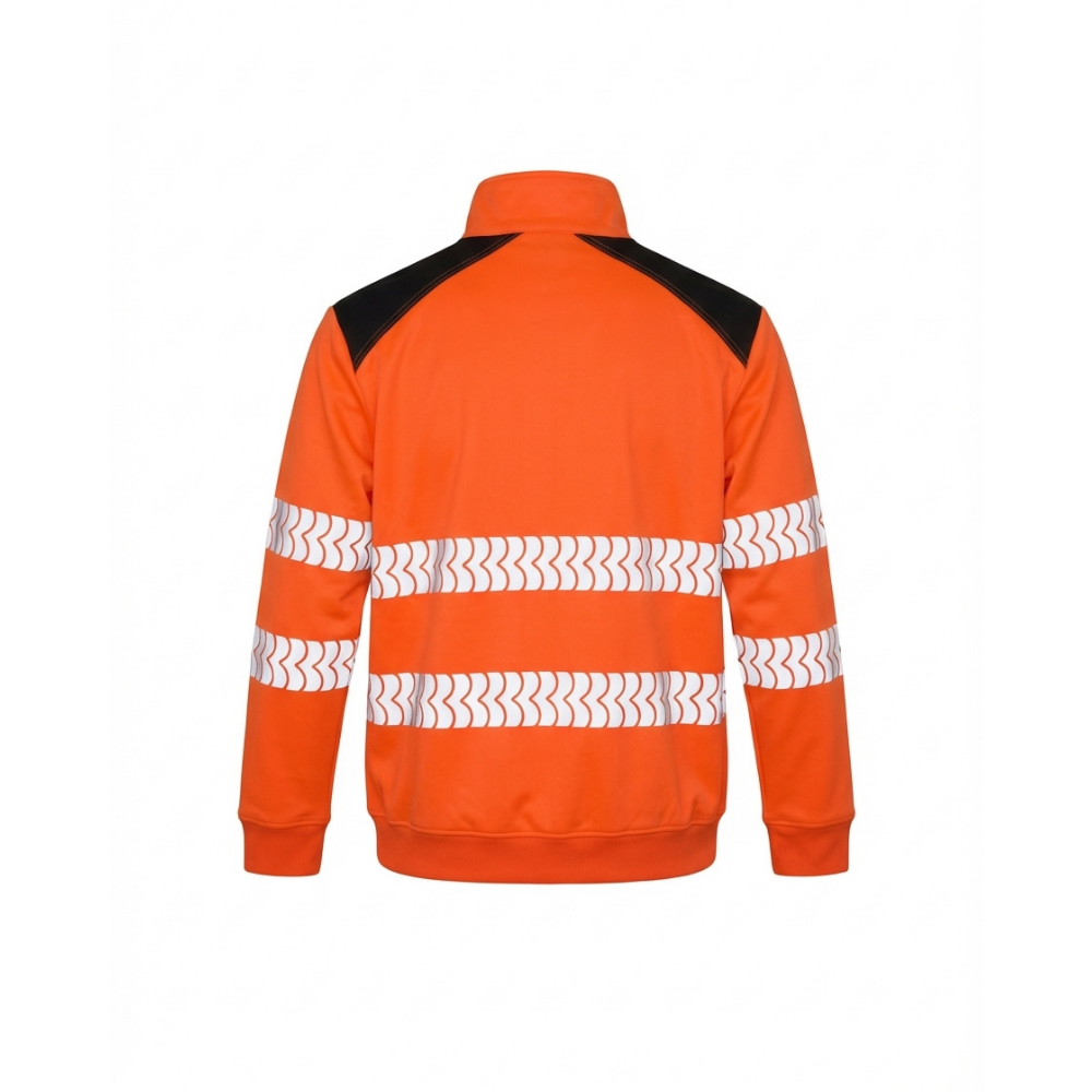 Orange BIGBEN® ULTRATUFF® Hi-Vis Zip Neck Sweatshirt from the back.