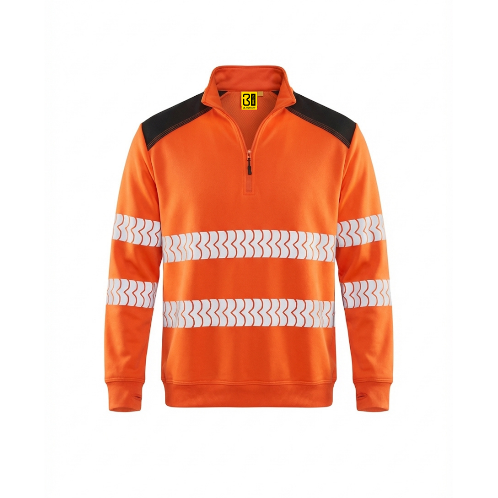 Orange BIGBEN® ULTRATUFF® Hi-Vis Zip Neck Sweatshirt