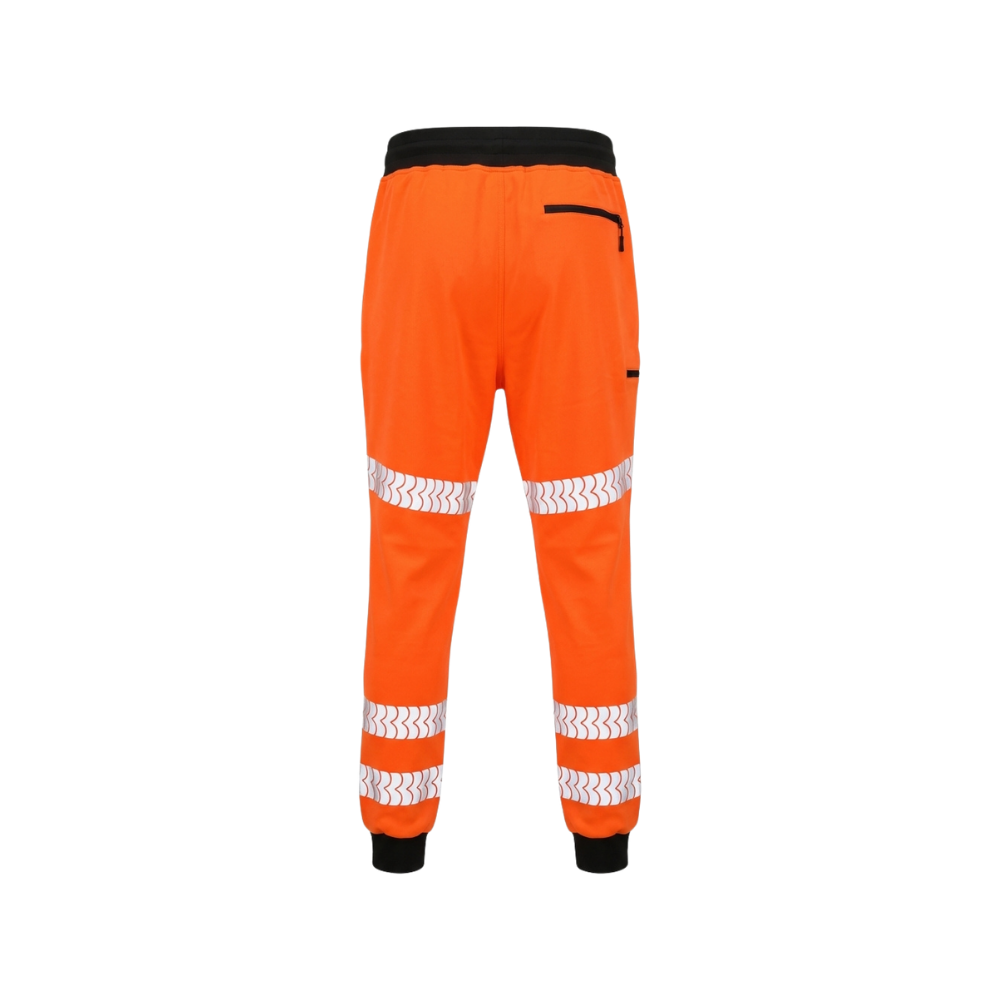 Orange BIGBEN® ULTRATUFF® Hi-Vis Flexi Cargo Trousers from the back.