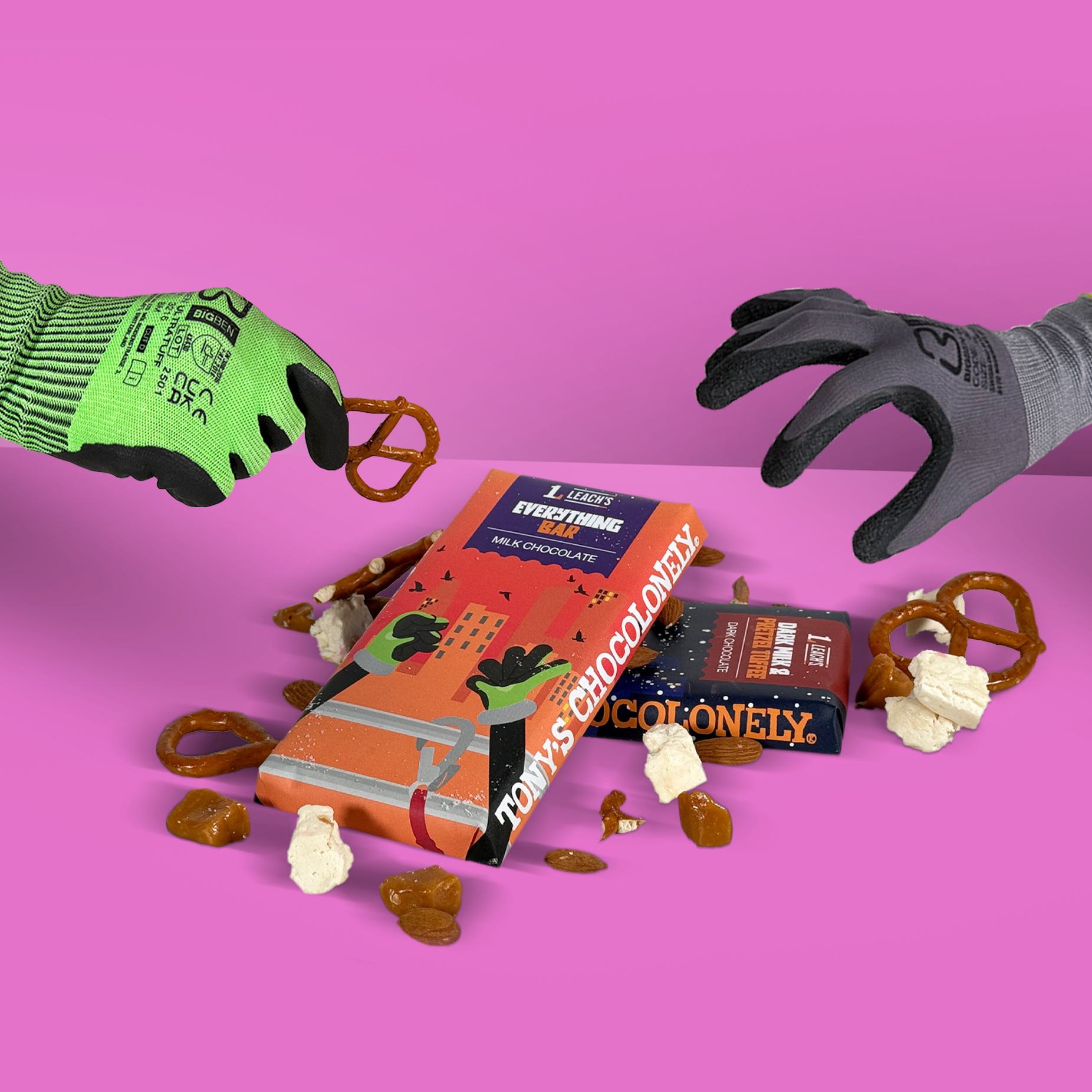 Leach’s x Tony’s Chocolonley (x2) – Dark Milk Pretzel Toffee & Everything Bar