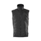 A black sleeveless puffer vest with a high collar and front zipper, shown against a plain white background.