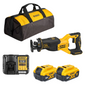 DeWalt DCS382N-XJ Brushless Recip Saw - 2x 5Ah Batteries, Charger & Bag