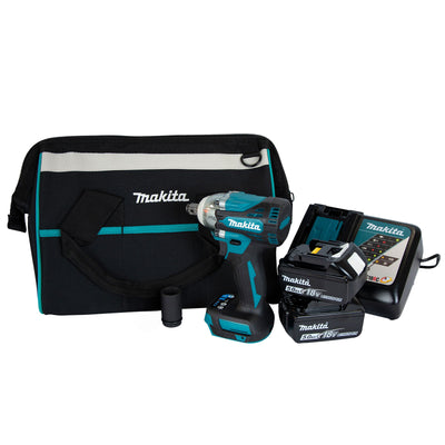 DTW300 Makita Impact Wrench Kit c/w x2 5Ah Batteries, Charger