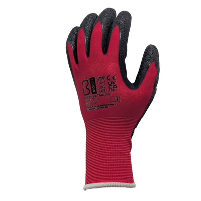 BIGBEN UltraGrip Dexterity Latex Coated Gloves, Red