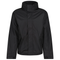 A black lightweight jacket with a stand-up collar, front zipper, and zippered hand pockets, shown against a plain white background.