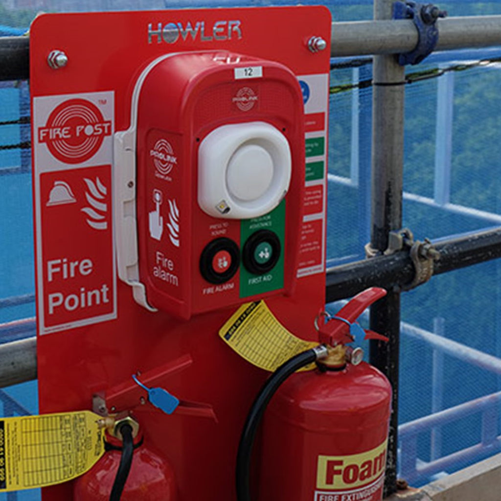 Fire Howler Howler Scaffpost c/w Battery Operated Fire Alarm