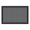 A rectangular black rubber mat with a uniform grid of circular cutouts, shown flat against a solid white background.
