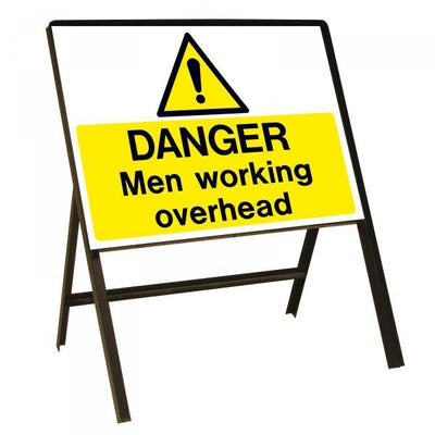 Stanchion Single Sided with 'Danger Men Working Overhead' Safety Sign