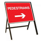 Stanchion Single Sided with 'Pedestrians' Safety Sign - Right Arrow