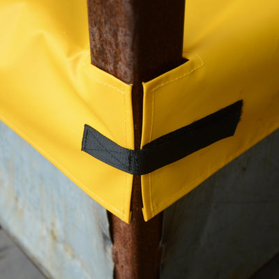 Stillage Bin Cover with Cut out Corners and Velcro Webbing Straps