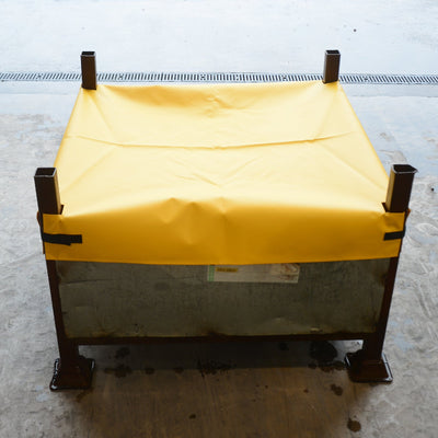 Stillage Bin Cover with Cut out Corners and Velcro Webbing Straps