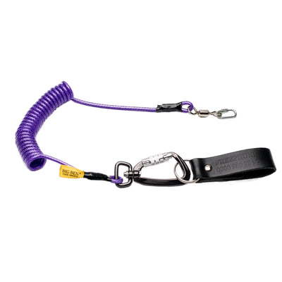 2m Tool Tether with Swivel Twistlock Carabina and Extra Heavy Duty Swivel & Leather Belt Loop