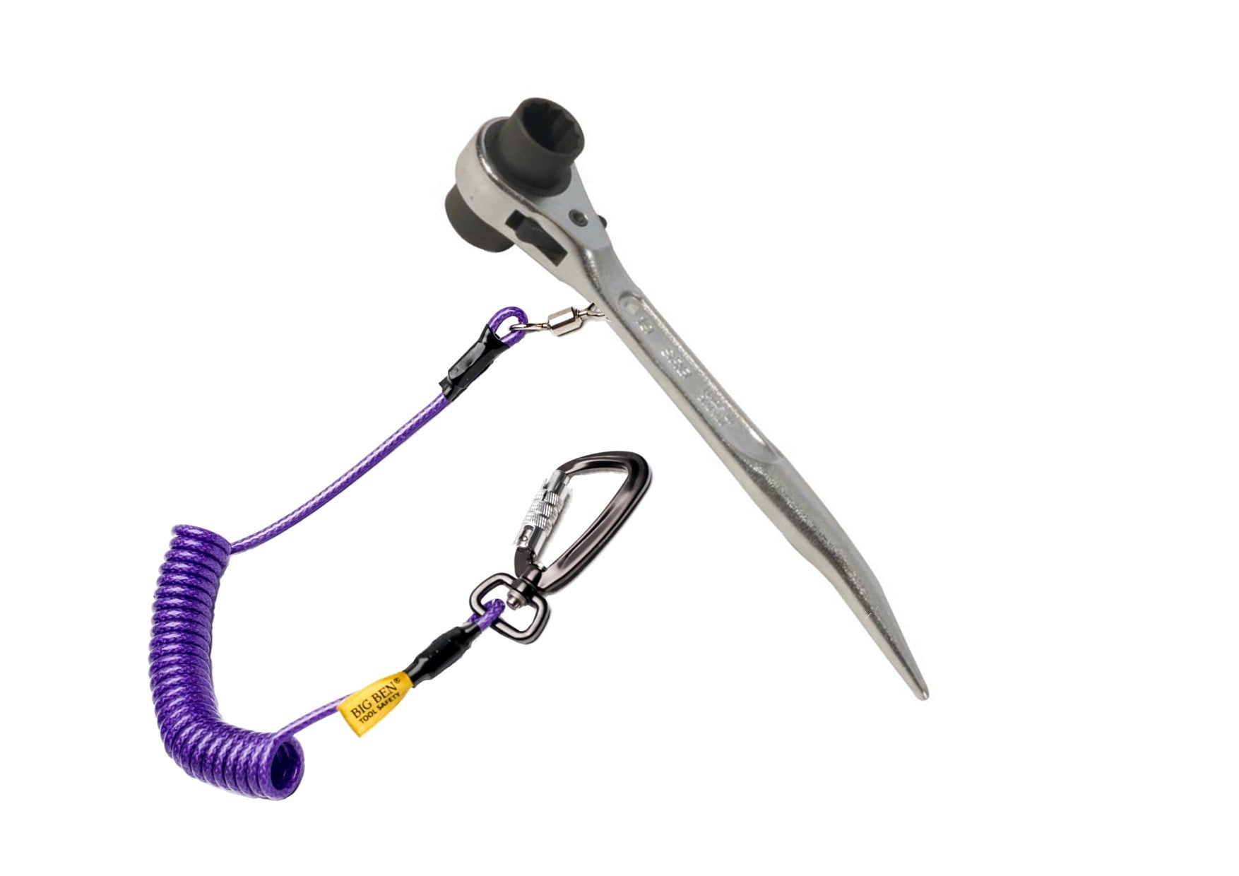 Security Ratcheting Tether Steel Box Short Podger Ratchet (19/21mm) – includes BIGBEN® 2m Tool ...