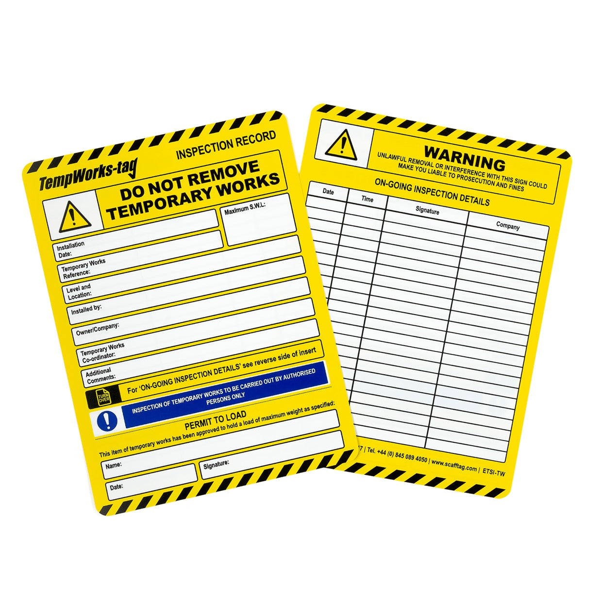 Temporary Tag Insert - Pack 10