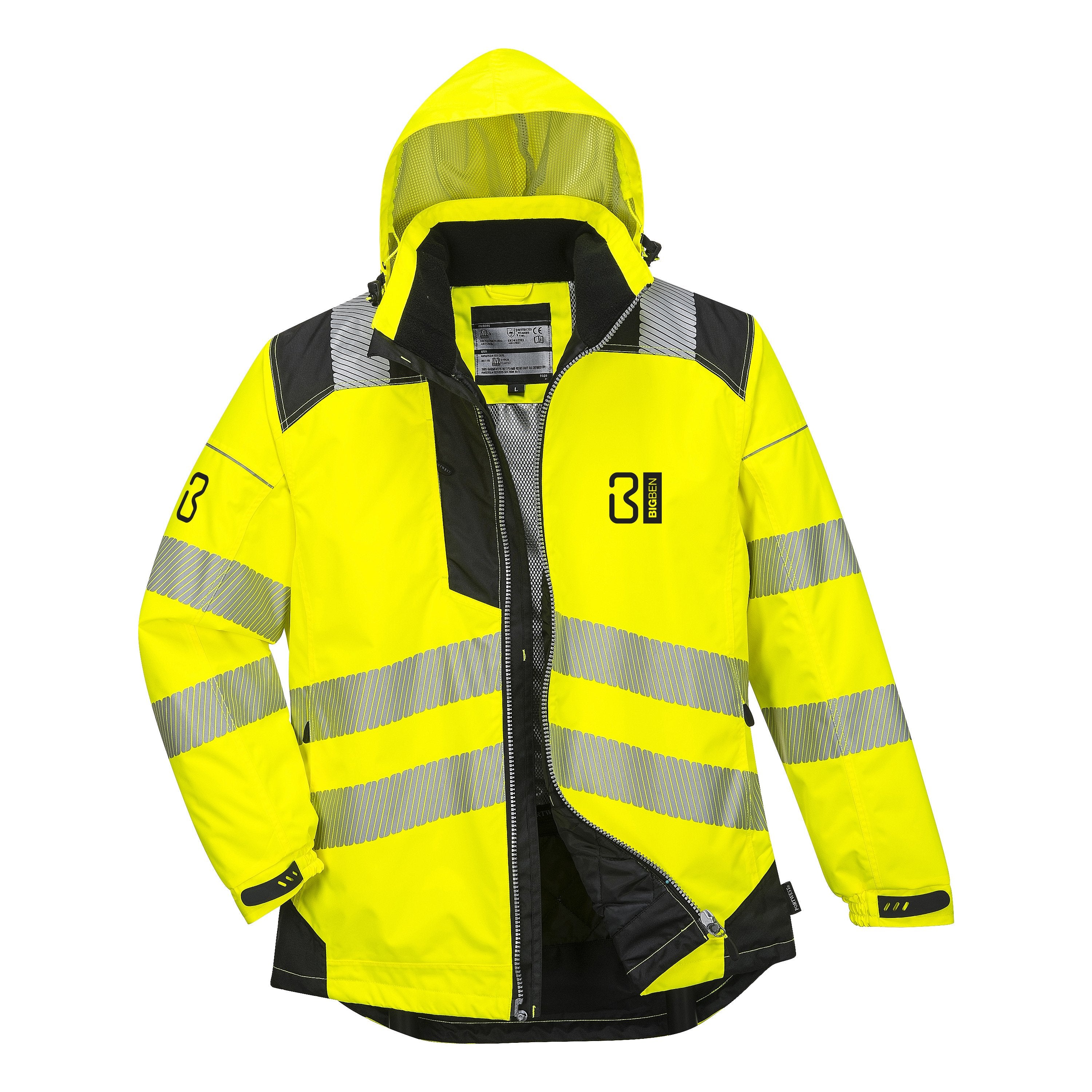 BIGBEN Hi Vis Waterproof Jacket with Durable Stain Resistant Fabric