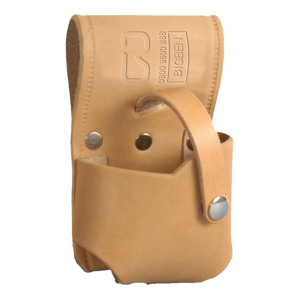 Natural leather BIGBEN® Leather Tape Measure Holder with Stud Fastener