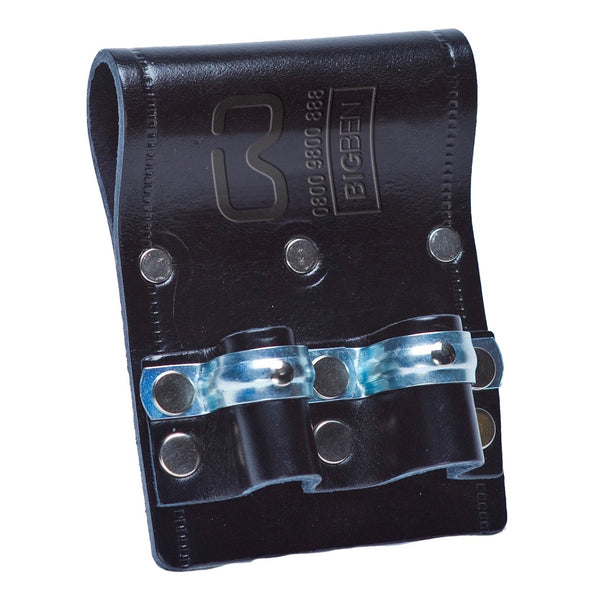 Black leather BIGBEN® Metal Reinforced Double Spanner Frog