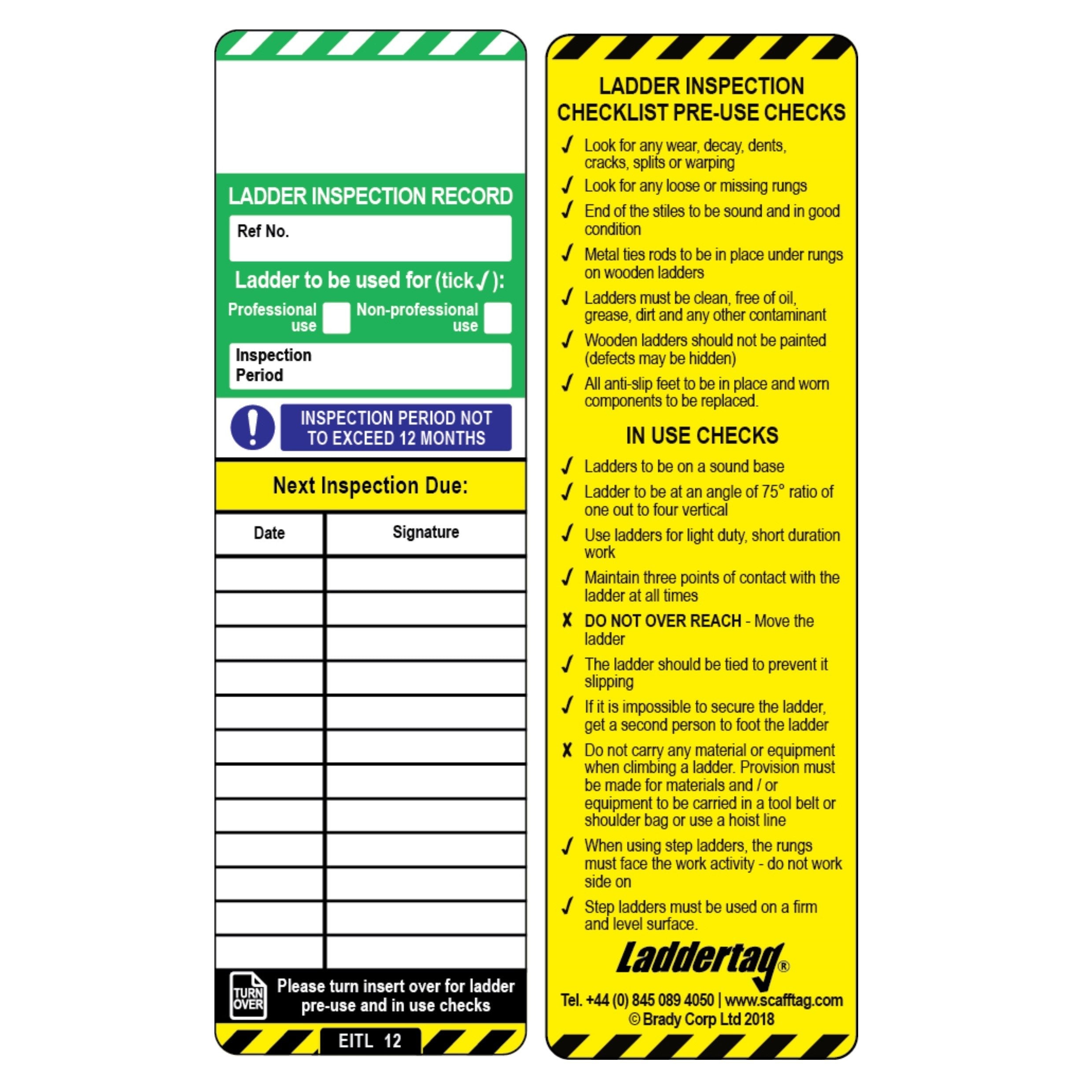 LadderTag Insert only - 10 Pack
