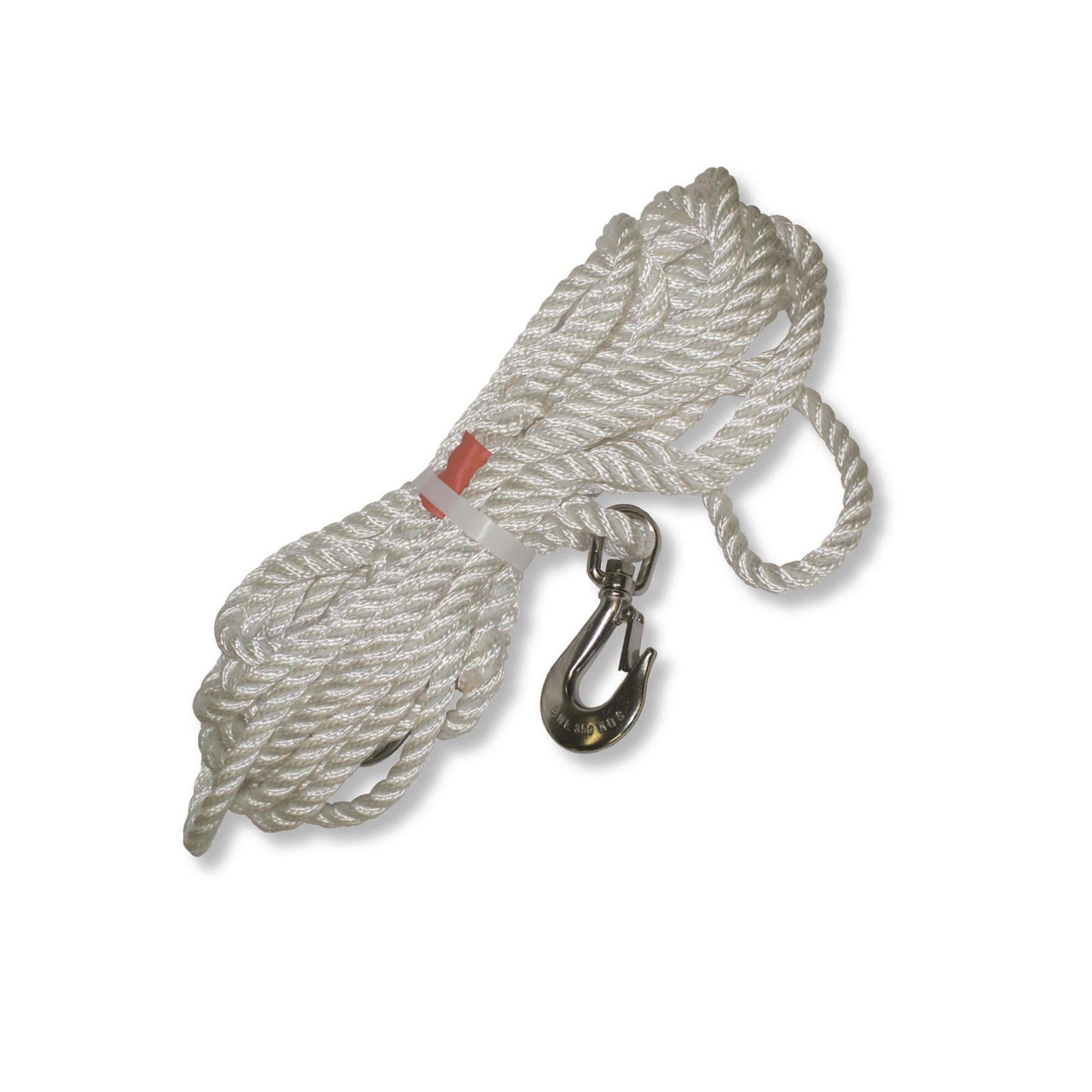 14mm Soft Nylon Rope with Snap Hook and Steel Thimble Eye - 12m ...