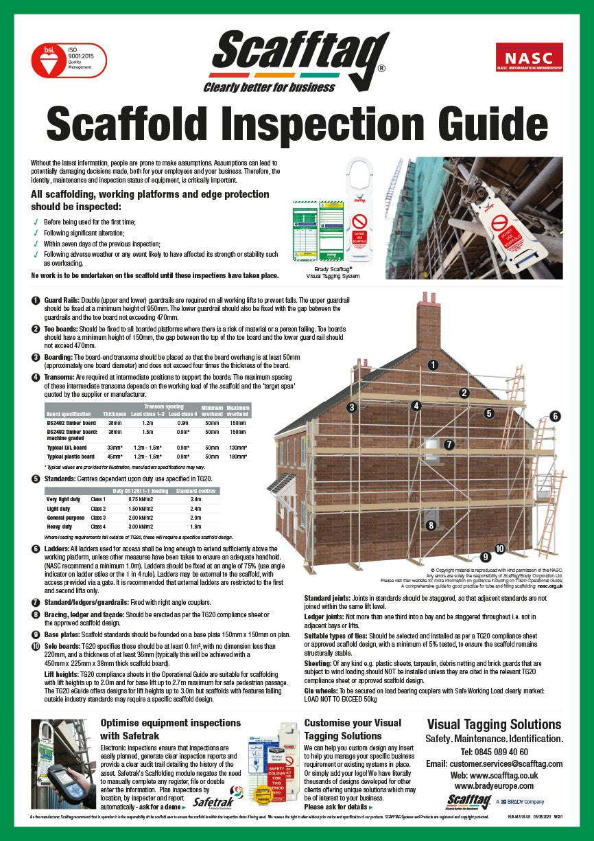 Scaffold Inspection Chart Scafftag Scaffold Inspection Wallchart - A2 Poster